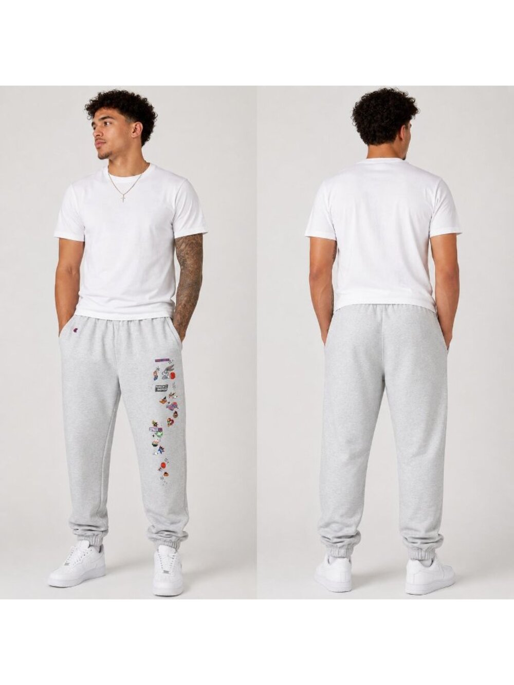Space Jam - NCAA - Champion Colab Gray Lightweight Jogger Sweatpants Large